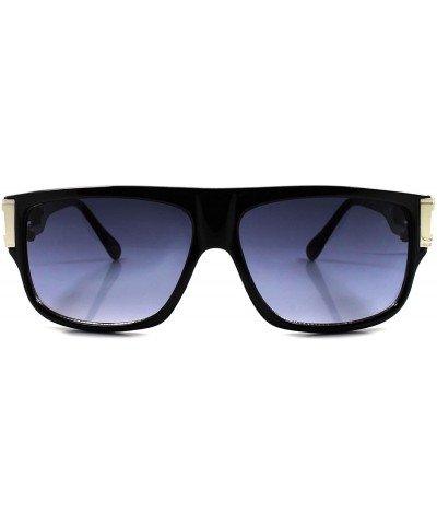 Square Designer Hip Hop Rapper Swag Vintage Retro Urban Fashion Dope Square Sun Glasses - Black & Silver - CN189AM97T0 $10.91
