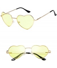 Oversized Heart Shaped Sunglasses Women Metal Frame Reflective Lens Sun Protection Tea - Yellow - CX18YR67N44 $11.21