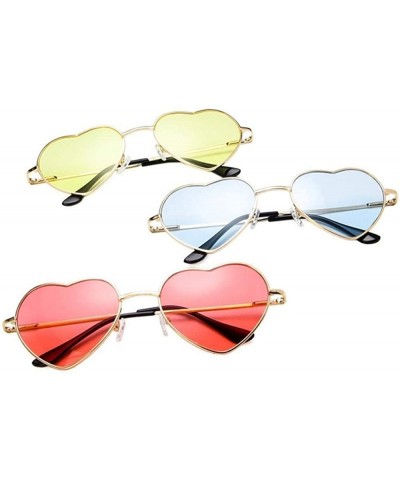 Oversized Heart Shaped Sunglasses Women Metal Frame Reflective Lens Sun Protection Tea - Yellow - CX18YR67N44 $11.21