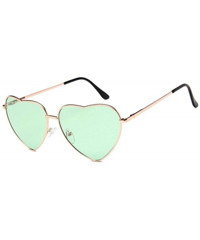 Oversized Heart Shaped Sunglasses Women Metal Frame Reflective Lens Sun Protection Tea - Yellow - CX18YR67N44 $11.21