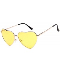 Oversized Heart Shaped Sunglasses Women Metal Frame Reflective Lens Sun Protection Tea - Yellow - CX18YR67N44 $11.21