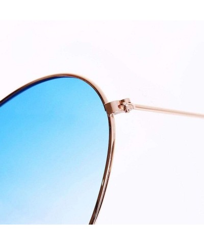 Oversized Heart Shaped Sunglasses Women Metal Frame Reflective Lens Sun Protection Tea - Yellow - CX18YR67N44 $11.21