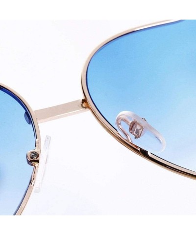 Oversized Heart Shaped Sunglasses Women Metal Frame Reflective Lens Sun Protection Tea - Yellow - CX18YR67N44 $11.21