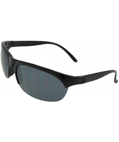 Semi-rimless Half Rim Non Polarized Sunglasses SR10 - Shiny Black Frame-gray Lenses - C4180N5CML3 $12.19