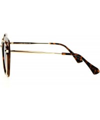 Cat Eye Flat Panel Mirror Lens Oversize Cat Eye Double Frame Womens Sunglasses - Black Gold Peach - CH12KOH4E07 $13.73