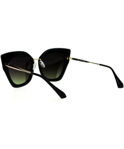 Cat Eye Flat Panel Mirror Lens Oversize Cat Eye Double Frame Womens Sunglasses - Black Gold Peach - CH12KOH4E07 $23.19