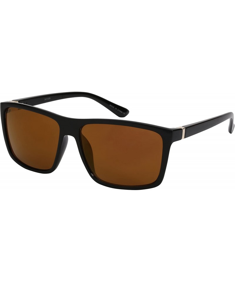 Square Modern Square Frame Sunglasses with Color Mirrored Lens 541009TT-REV - Black/Gold Mirrored Lens - CB12DG7HSOV $8.25