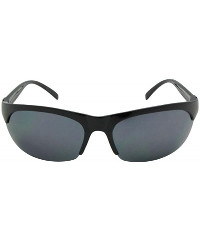 Semi-rimless Half Rim Non Polarized Sunglasses SR10 - Shiny Black Frame-gray Lenses - C4180N5CML3 $21.18