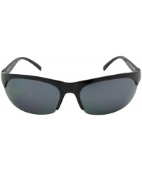 Semi-rimless Half Rim Non Polarized Sunglasses SR10 - Shiny Black Frame-gray Lenses - C4180N5CML3 $12.19