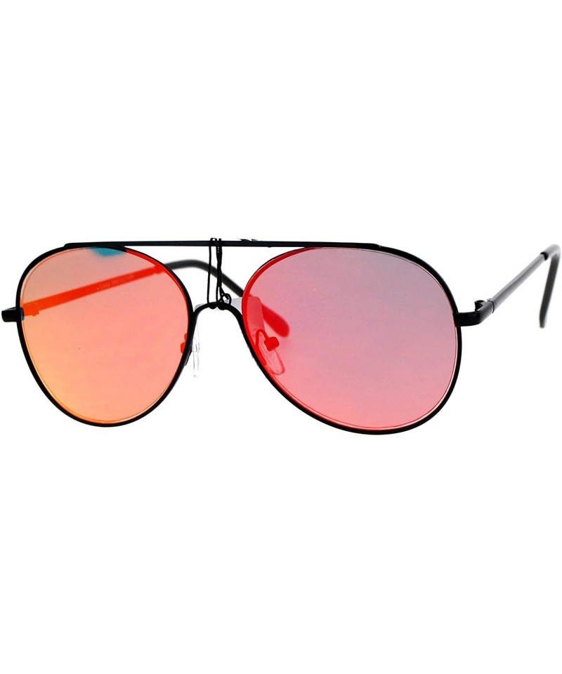 Aviator Womens Aviator Sunglasses Chic Round Metal Frame Flat Mirror Lens - Black (Red Mirror) - C4187KTW68K $8.26