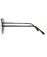 Aviator Womens Aviator Sunglasses Chic Round Metal Frame Flat Mirror Lens - Black (Red Mirror) - C4187KTW68K $8.26