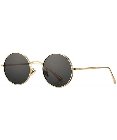 Oval Vintage Round Metal Sunglasses John Lennon Style Small Unisex Sun Glasses - A2 Gold Frame/Grey Lens - CM189I568U2 $22.67