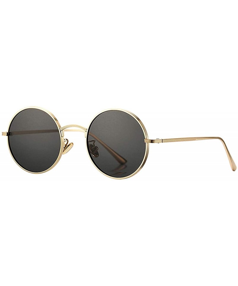 Oval Vintage Round Metal Sunglasses John Lennon Style Small Unisex Sun Glasses - A2 Gold Frame/Grey Lens - CM189I568U2 $14.21