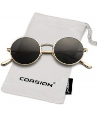 Oval Vintage Round Metal Sunglasses John Lennon Style Small Unisex Sun Glasses - A2 Gold Frame/Grey Lens - CM189I568U2 $14.21
