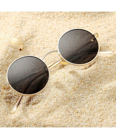 Oval Vintage Round Metal Sunglasses John Lennon Style Small Unisex Sun Glasses - A2 Gold Frame/Grey Lens - CM189I568U2 $14.21