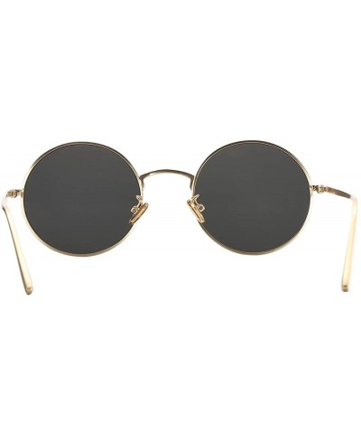 Oval Vintage Round Metal Sunglasses John Lennon Style Small Unisex Sun Glasses - A2 Gold Frame/Grey Lens - CM189I568U2 $14.21