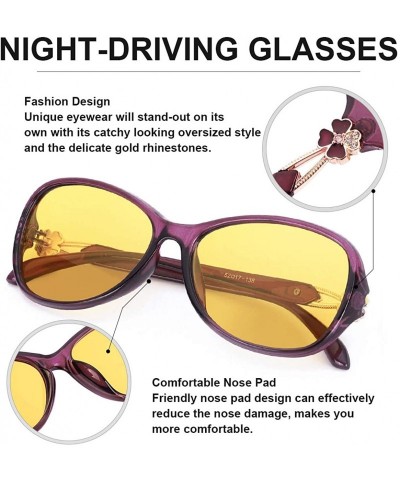 Oval Small Oval Night-Driving Glasses for Women Polarized-Yellow Lens Night-Vision Glasses for Driving/Dawn/Dusk - CI18UWT6Y6...