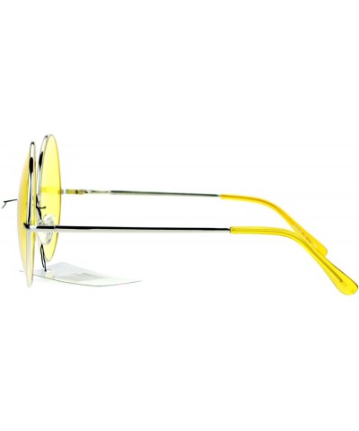 Round Hippie Retro Groovy Gradient Oversize Circle Lens Round Lennon Sunglasses - Bright Yellow - C912IGSR561 $7.77