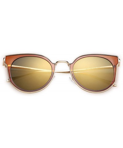 Cat Eye Fashion Cateye Sunglasses Women Cat eye Ladies Sun glasses UV400 Metal Frame B2256 - Brown - C618STC4E8T $10.37