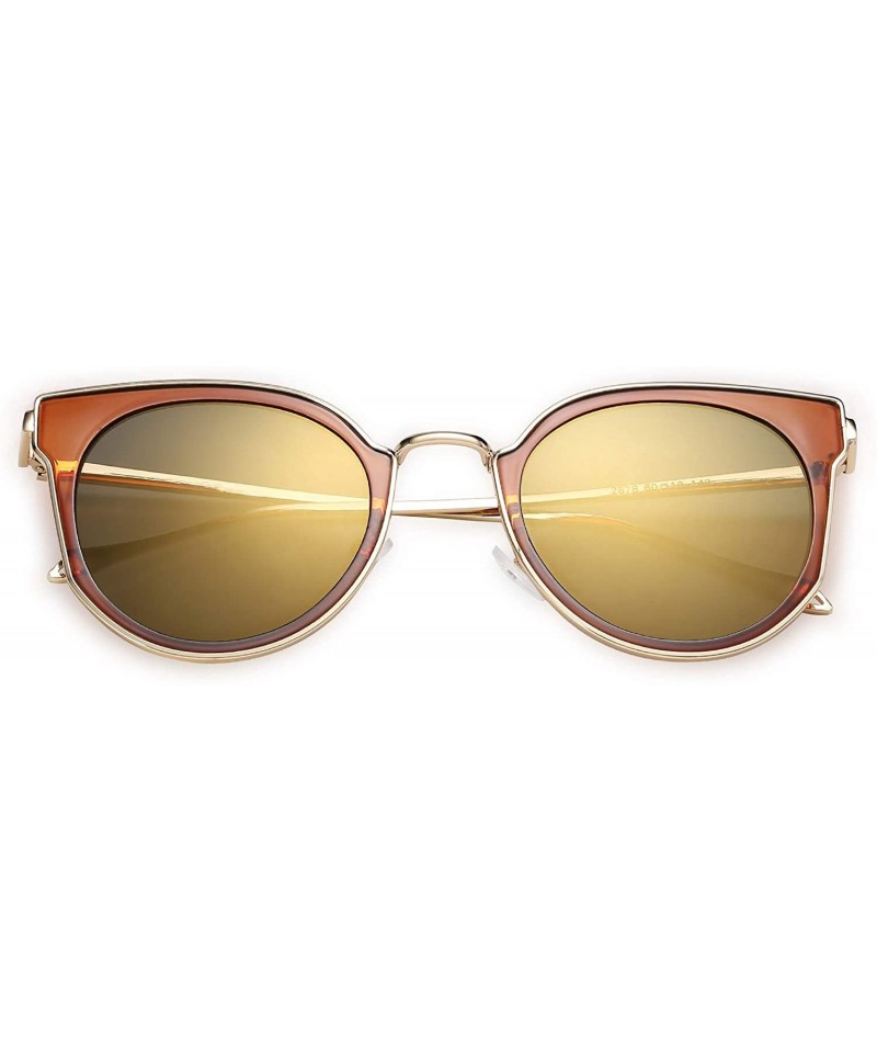 Cat Eye Fashion Cateye Sunglasses Women Cat eye Ladies Sun glasses UV400 Metal Frame B2256 - Brown - C618STC4E8T $10.37