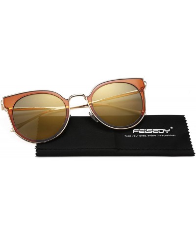 Cat Eye Fashion Cateye Sunglasses Women Cat eye Ladies Sun glasses UV400 Metal Frame B2256 - Brown - C618STC4E8T $10.37