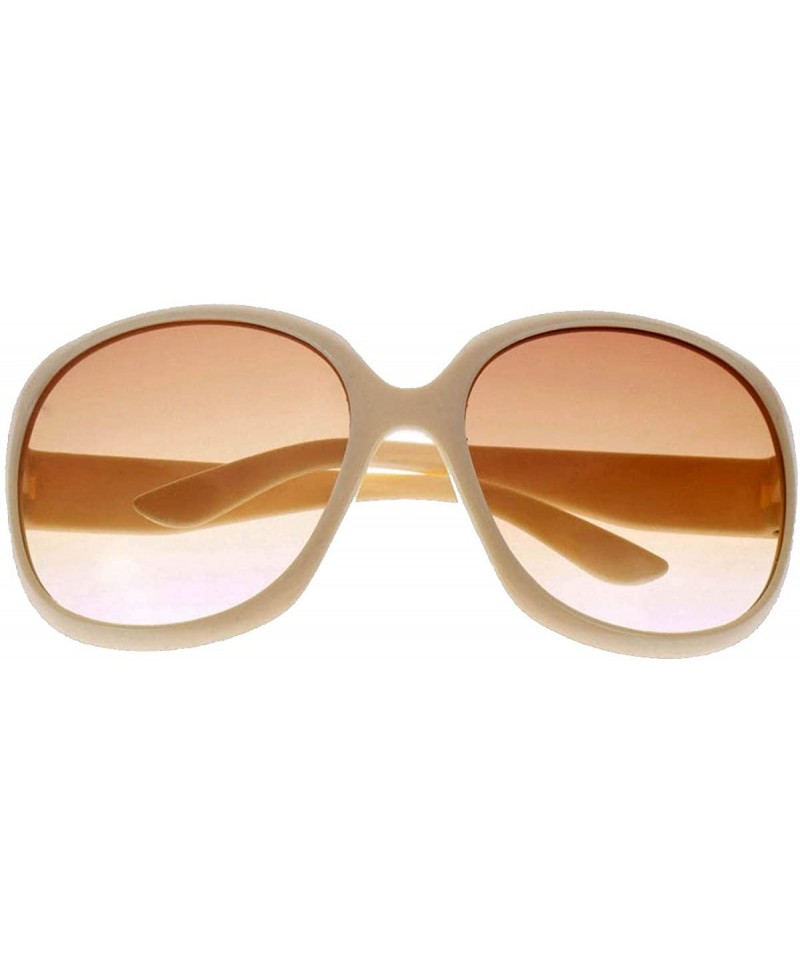 Round Womens Round Cat Eye Sunglasses Fashion Frame Eyewear - Beige - CS18K62AXZ6 $12.55