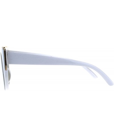 Oversized Womens Temper Glass Lens Round Circle Lens Cat Eye Mod Sunglasses - White Brown - CE18DDC5QQ5 $20.58