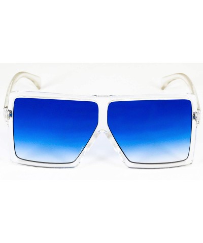 Square Square Oversized Sunglasses for Women Men Flat Top Fashion Shades - Blue - CH18SD3L0WY $8.00