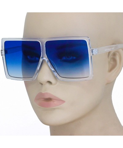 Square Square Oversized Sunglasses for Women Men Flat Top Fashion Shades - Blue - CH18SD3L0WY $8.00