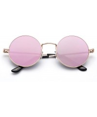 Round Newbee Fashion Inspired Mirrored Sunglasses - Gold/Pink - CW17XXCXUNI $10.00