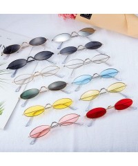 Goggle 12 Pieces Vintage Oval Sunglasses Slender Metal Frame Oval Sunglasses Candy Colors for Man and Woman - C218XE0SQDW $38.65