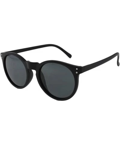 Square Barnes - Retro Round Sunglasses with Keyhole Bridge and Metal Accents includes Microfiber Pouch - Black / Smoke - CJ18...