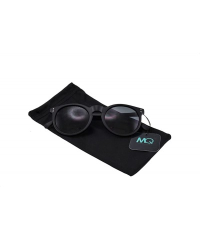 Square Barnes - Retro Round Sunglasses with Keyhole Bridge and Metal Accents includes Microfiber Pouch - Black / Smoke - CJ18...