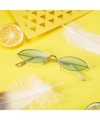 Goggle 12 Pieces Vintage Oval Sunglasses Slender Metal Frame Oval Sunglasses Candy Colors for Man and Woman - C218XE0SQDW $16.94