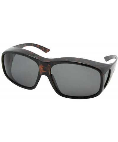 Oversized Largest Polarized Fit Over Sunglasses F19 - Shiny Tortoise-medium Dark Gray Lens - C518CK3WDRC $30.58