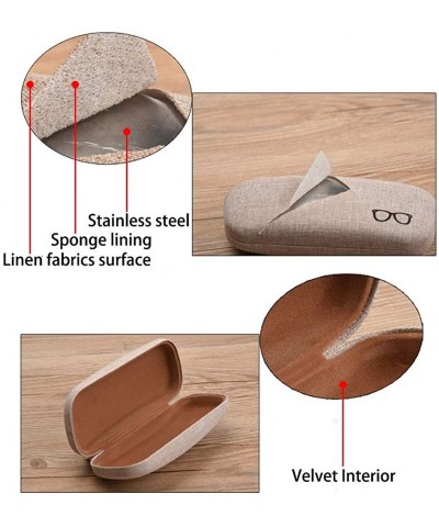 Aviator Hard Shell Eyeglasses Case Linen Fabrics Large Sunglasses Case Concise - Small-khaki/Pink - C8193DSMSE5 $11.73