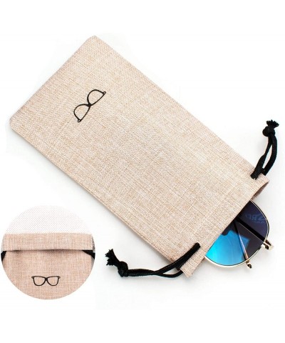 Aviator Hard Shell Eyeglasses Case Linen Fabrics Large Sunglasses Case Concise - Small-khaki/Pink - C8193DSMSE5 $11.73