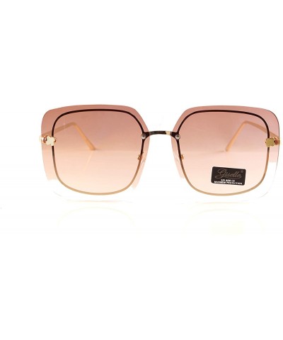 Rimless Oversize Square Inner Rim Oceanic Gradient Flat Lens Sunglasses A228 - Orange Brown - CB18HA6964Z $11.71