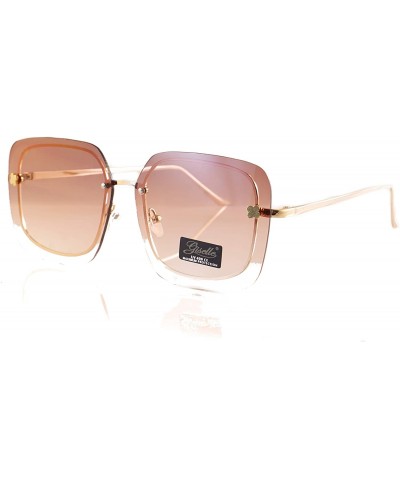 Rimless Oversize Square Inner Rim Oceanic Gradient Flat Lens Sunglasses A228 - Orange Brown - CB18HA6964Z $11.71