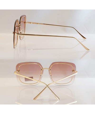 Rimless Oversize Square Inner Rim Oceanic Gradient Flat Lens Sunglasses A228 - Orange Brown - CB18HA6964Z $11.71