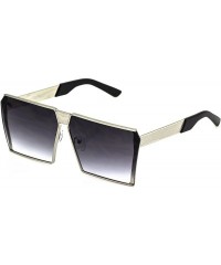 Square Oversized Flat Top Metal Square Sleek Retro Mirrored Oceanic Lens Sunglasses - Silver/Smoke - C012O2B6BAG $11.56