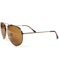 Aviator Retro Military 80's Fashion Womens Mens Rimless Air Force Style Sunglasses - Brown - C018XO3QKZ5 $9.44