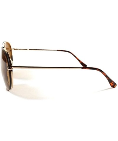 Aviator Retro Military 80's Fashion Womens Mens Rimless Air Force Style Sunglasses - Brown - C018XO3QKZ5 $9.44