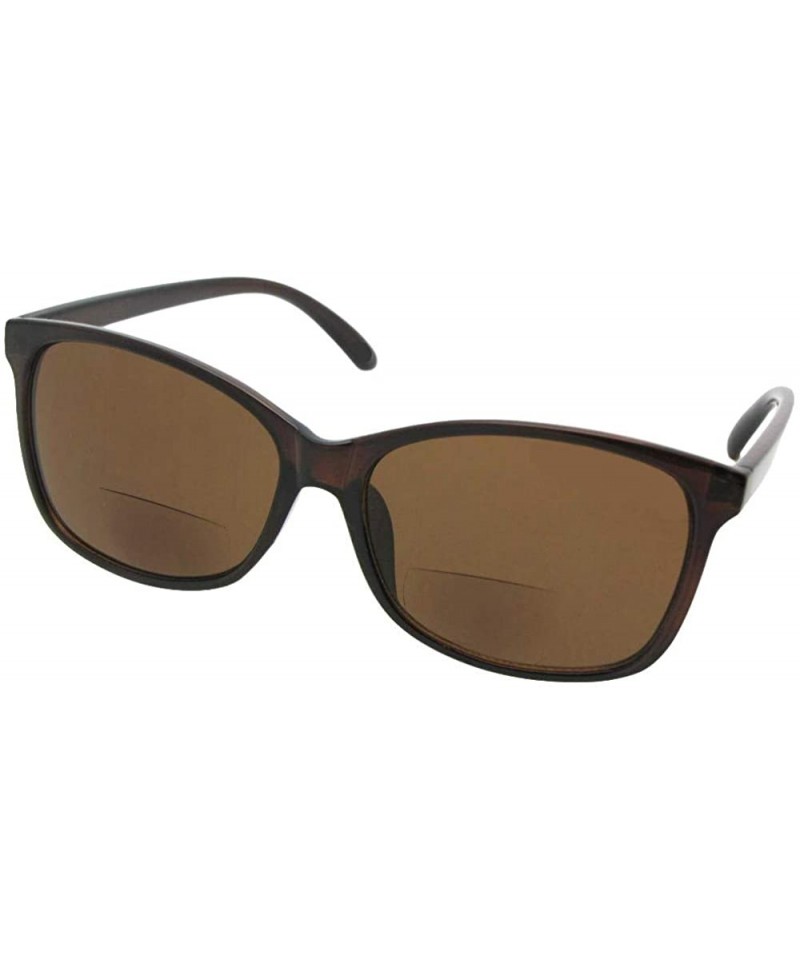 Square Vintage Retro Bifocal Sunglasses B115 - Brown Frame-brown Lenses - CF18CQ2D26X $12.97