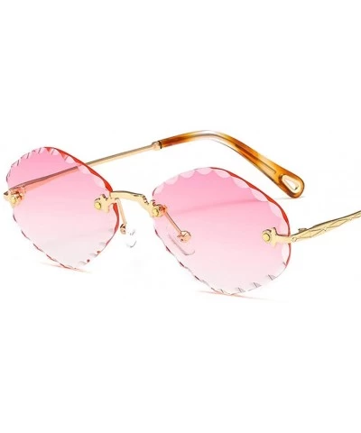 Semi-rimless Women Men Rimless Sunglasses Trending Gradient Tint Lens Sun Glasses Irregular Square Shade - Pink - CP18Y7ELMLU...