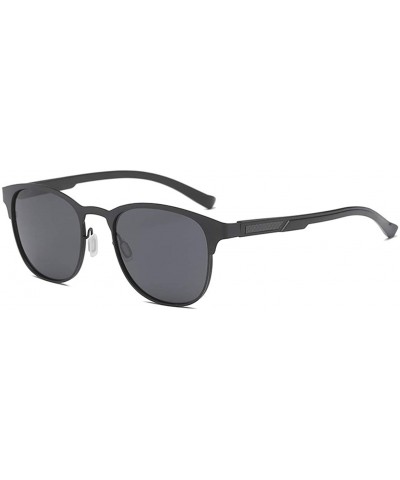 Oval Retro Polarized Sunglasses Driver Driving Light Sunglasses - Black Color - CS18I8E8UOK $54.83