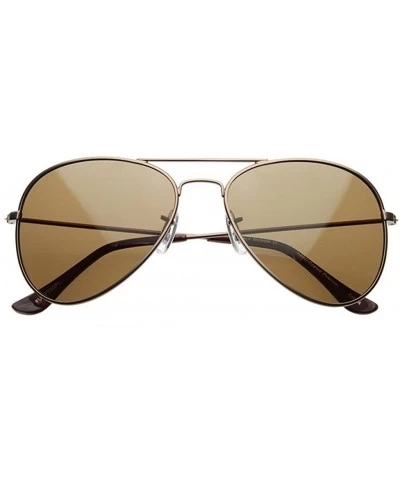 Aviator Premium Polarized Spring Hinges Aviator Sunglasses (GOLD - AMBER) - C112NZ3I05U $17.36