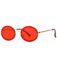 Oval 2019 new retro round diamond female diamond brand luxury trend oval sunglasses - Red - CW18TDZH99H $13.04