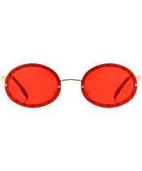 Oval 2019 new retro round diamond female diamond brand luxury trend oval sunglasses - Red - CW18TDZH99H $13.04