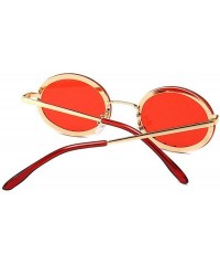 Oval 2019 new retro round diamond female diamond brand luxury trend oval sunglasses - Red - CW18TDZH99H $13.04